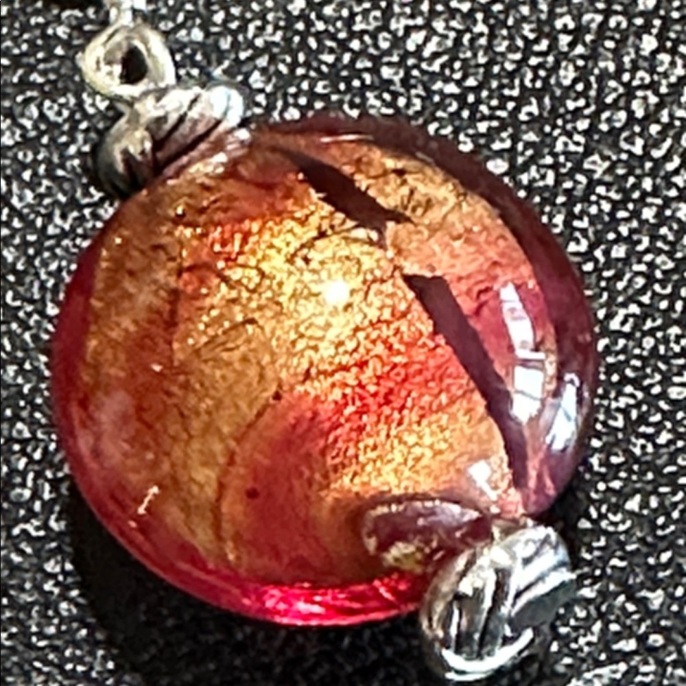 Murano Glass Silver Tone Drop Wire Back Earrings - Picture 10 of 13